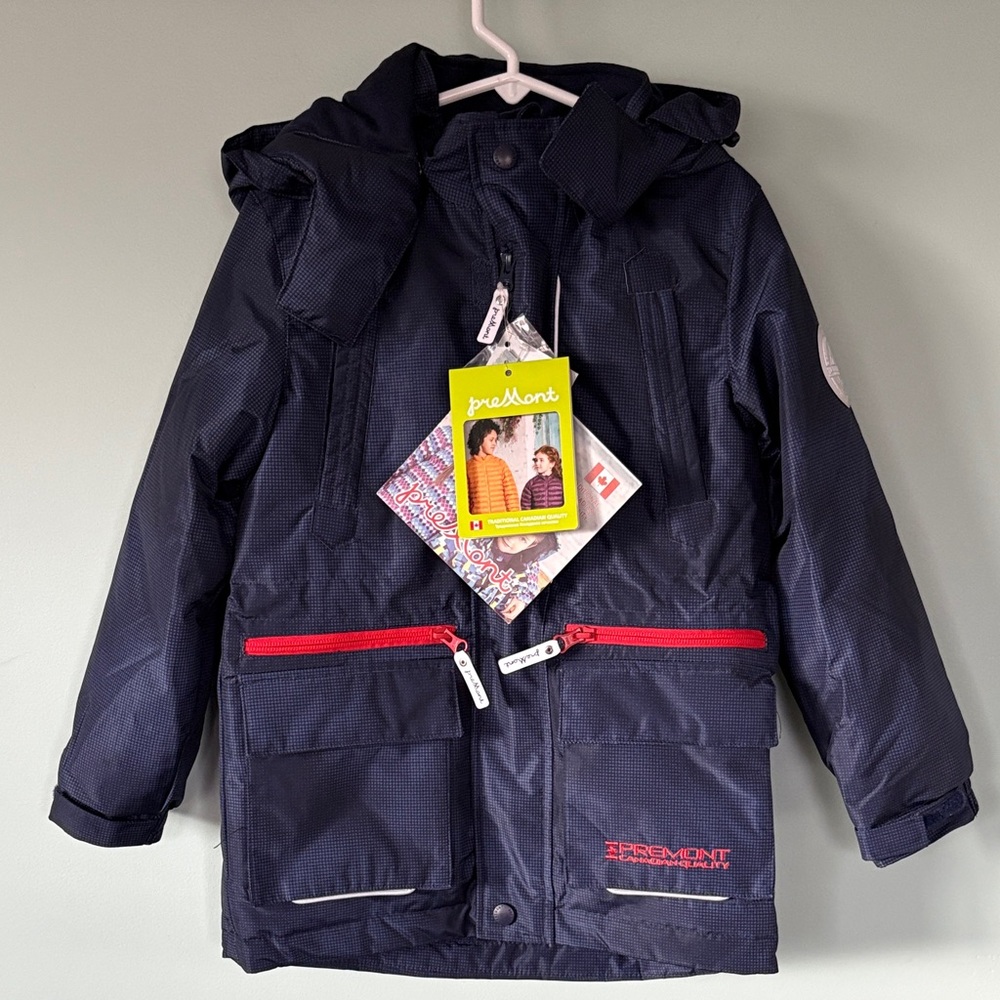 NWT PreMont Canadian Quality Kids Navy Blue Winter Jacket with hood, Size 5